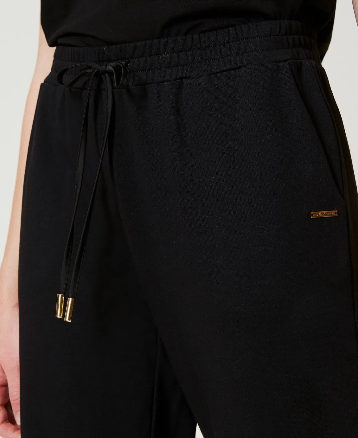 TWINSET Milano Pantaloni Joggers In Felpa Con Raso | Pantaloni Jogging