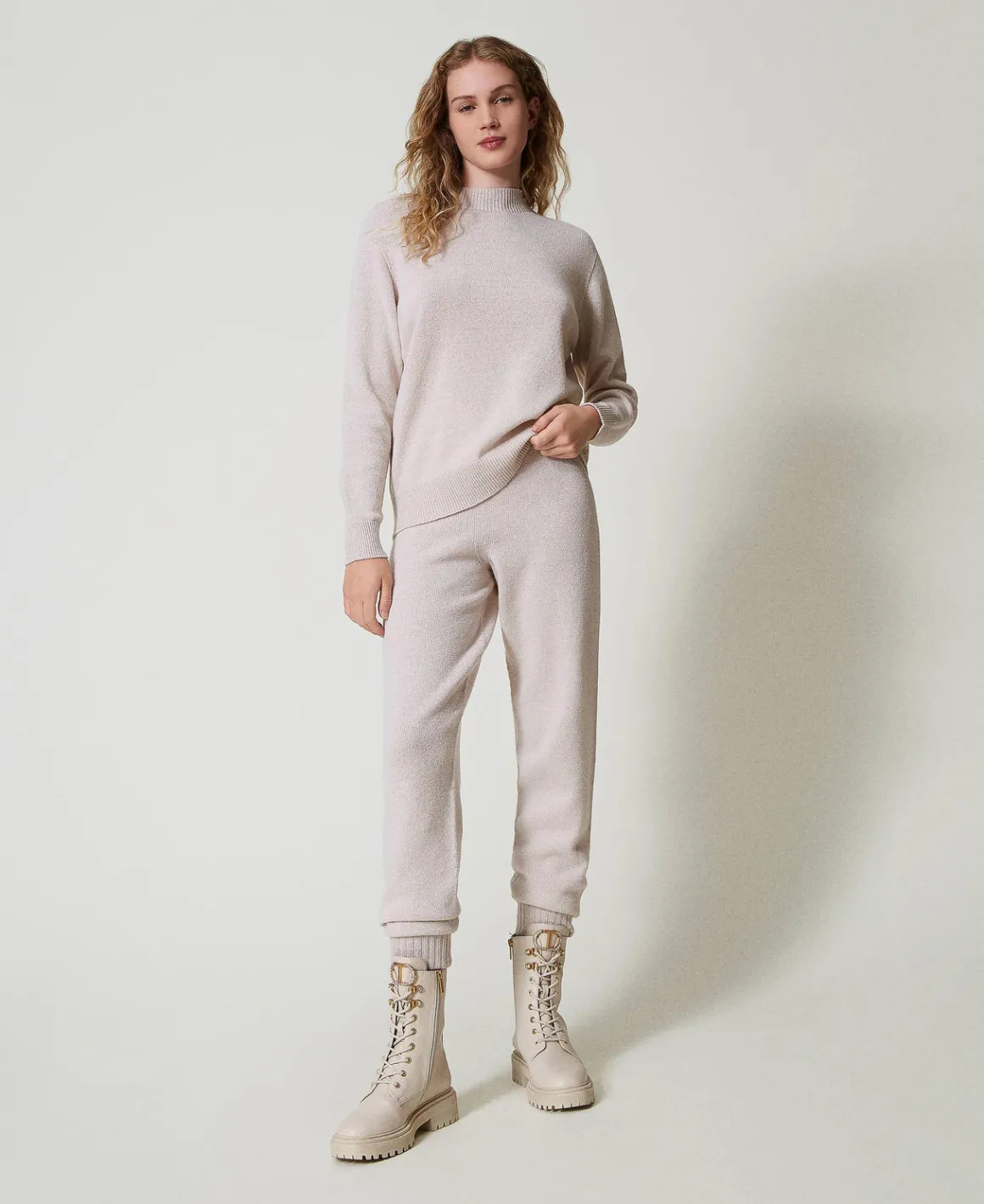 TWINSET Milano Pantaloni Joggers In Maglia Misto Lana E Lurex | Pantaloni Jogging