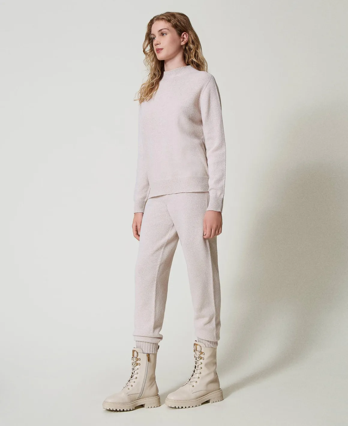 TWINSET Milano Pantaloni Joggers In Maglia Misto Lana E Lurex | Pantaloni Jogging