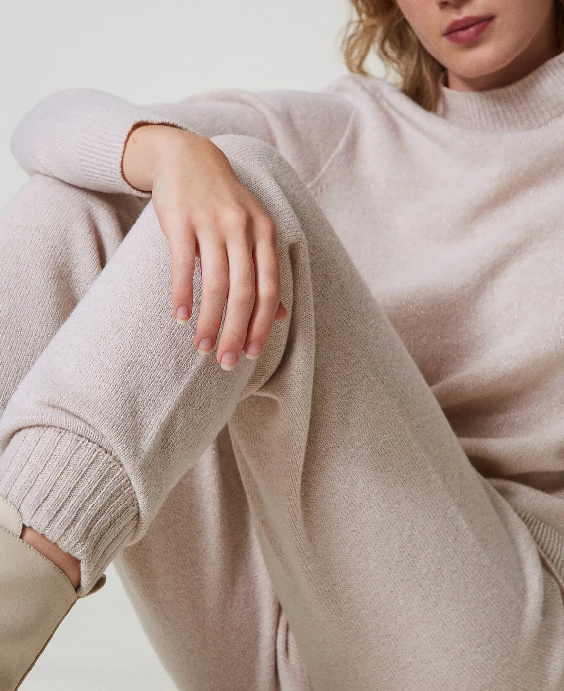 TWINSET Milano Pantaloni Joggers In Maglia Misto Lana E Lurex | Pantaloni Jogging