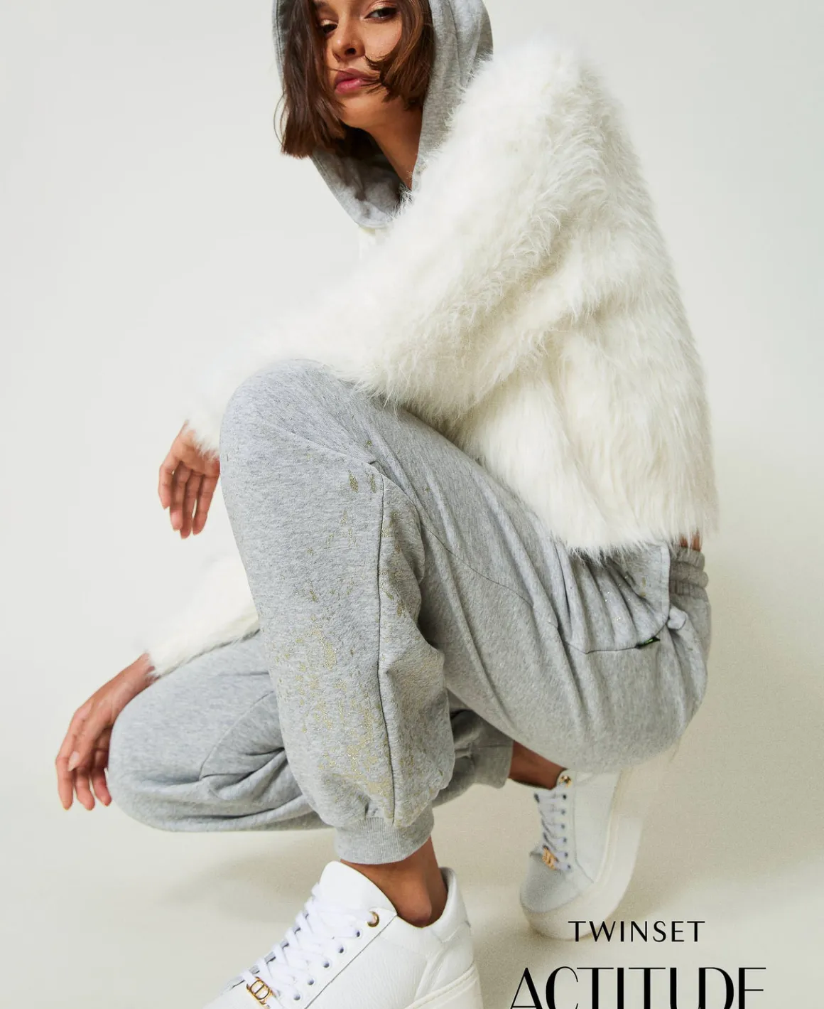 TWINSET Milano Pantaloni Joggers MYFO Con Stampa Glitter | Pantaloni Jogging