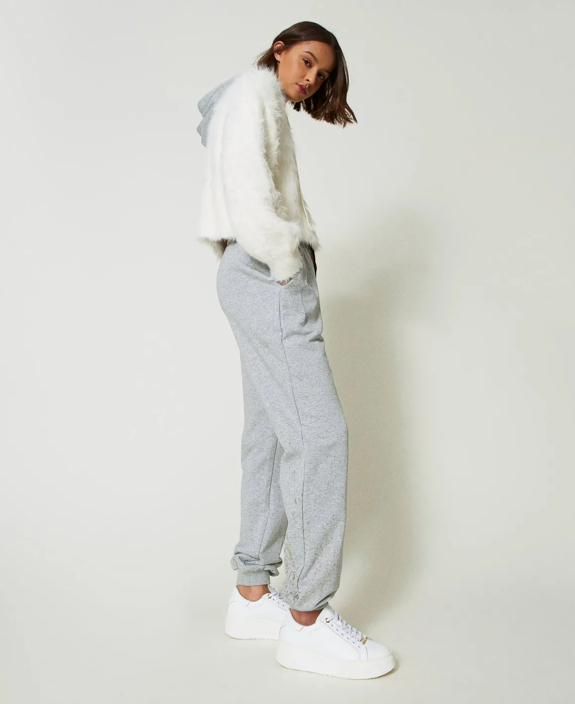 TWINSET Milano Pantaloni Joggers MYFO Con Stampa Glitter | Pantaloni Jogging
