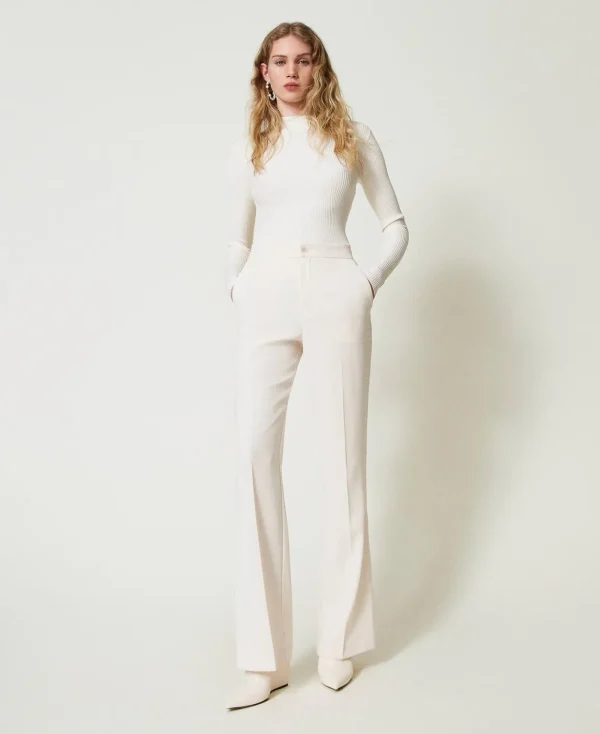 TWINSET Milano Pantaloni Straight Leg Con Spacchi | Pantaloni Eleganti | Pantaloni Dritti E A Sigaretta