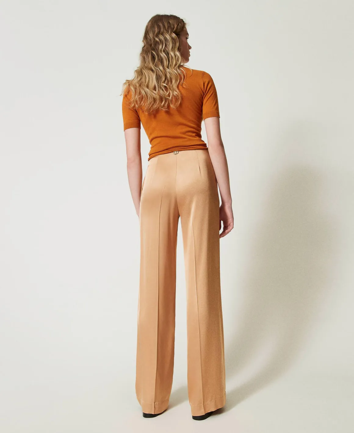 TWINSET Milano Pantaloni Straight Leg In Raso | Pantaloni Eleganti | Pantaloni Dritti E A Sigaretta