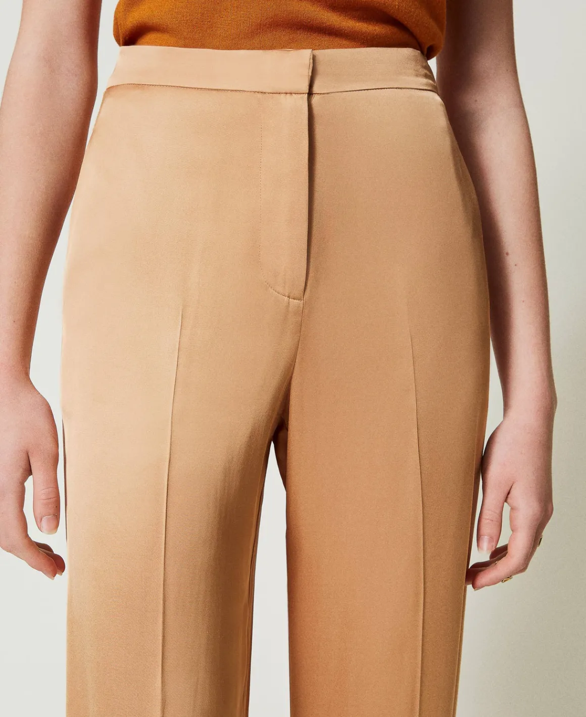 TWINSET Milano Pantaloni Straight Leg In Raso | Pantaloni Eleganti | Pantaloni Dritti E A Sigaretta