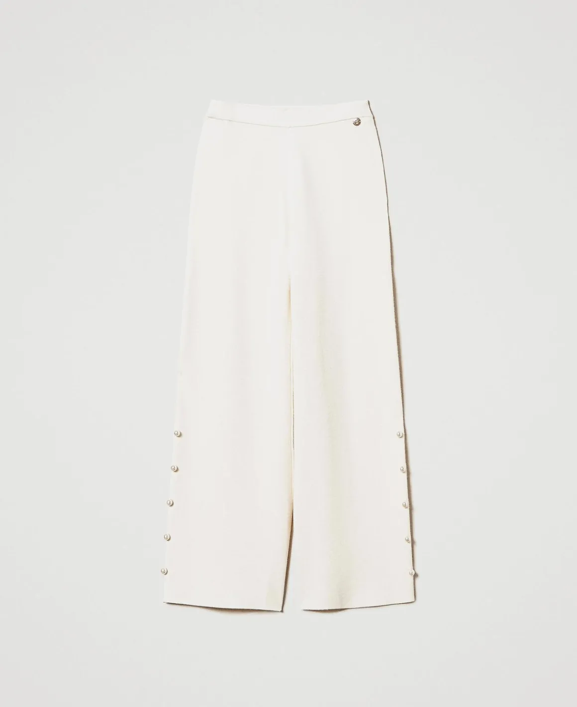 TWINSET Milano Pantaloni Wide Leg In Maglia Con Perle | Pantaloni Ampi E A Palazzo