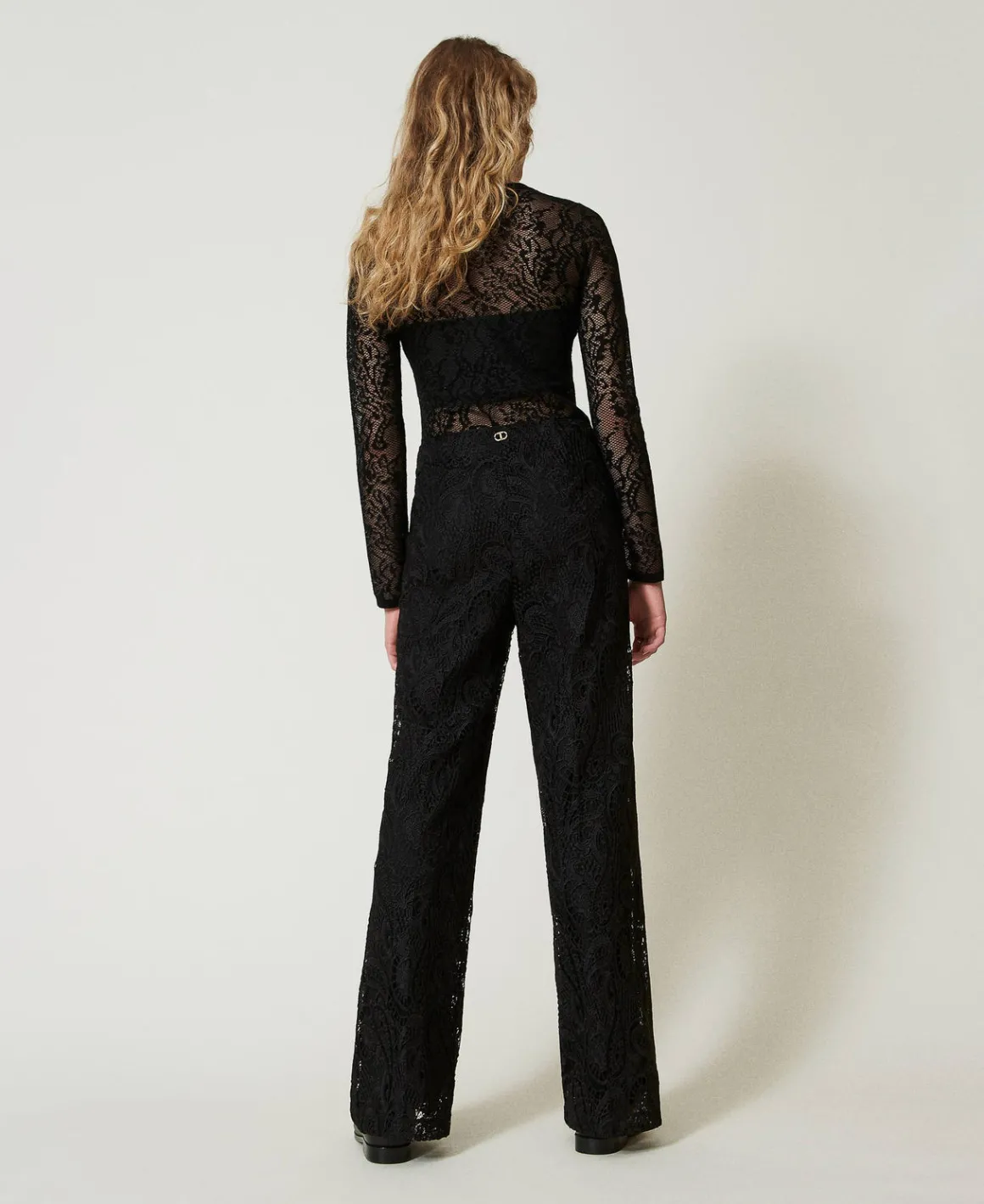 TWINSET Milano Pantaloni Wide Leg In Pizzo Macramè | Pantaloni Eleganti | Pantaloni Ampi E A Palazzo