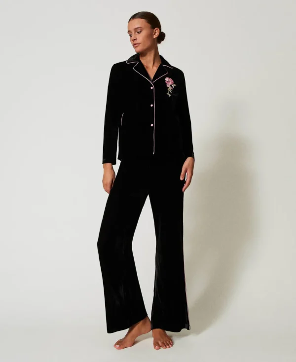 TWINSET Milano Pigiama A Uomo In Velluto Con Ricamo | Intimo E Nightwear