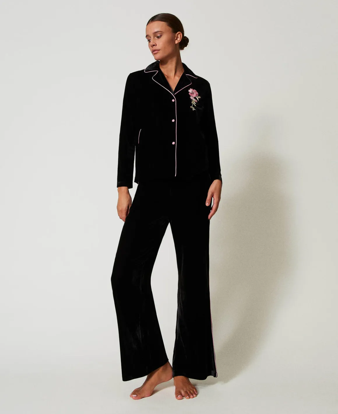 TWINSET Milano Pigiama A Uomo In Velluto Con Ricamo | Intimo E Nightwear