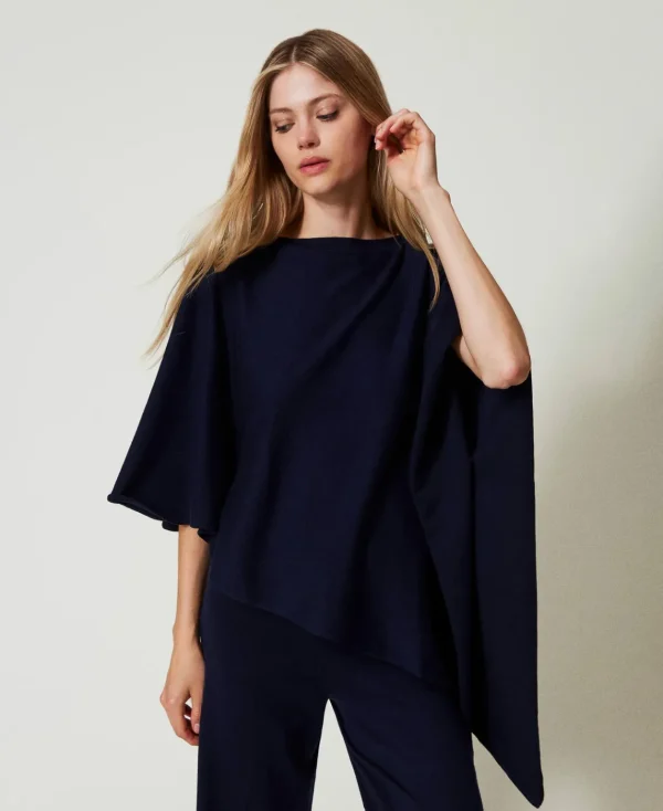 TWINSET Milano Poncho Asimmetrico In Maglia | Poncho