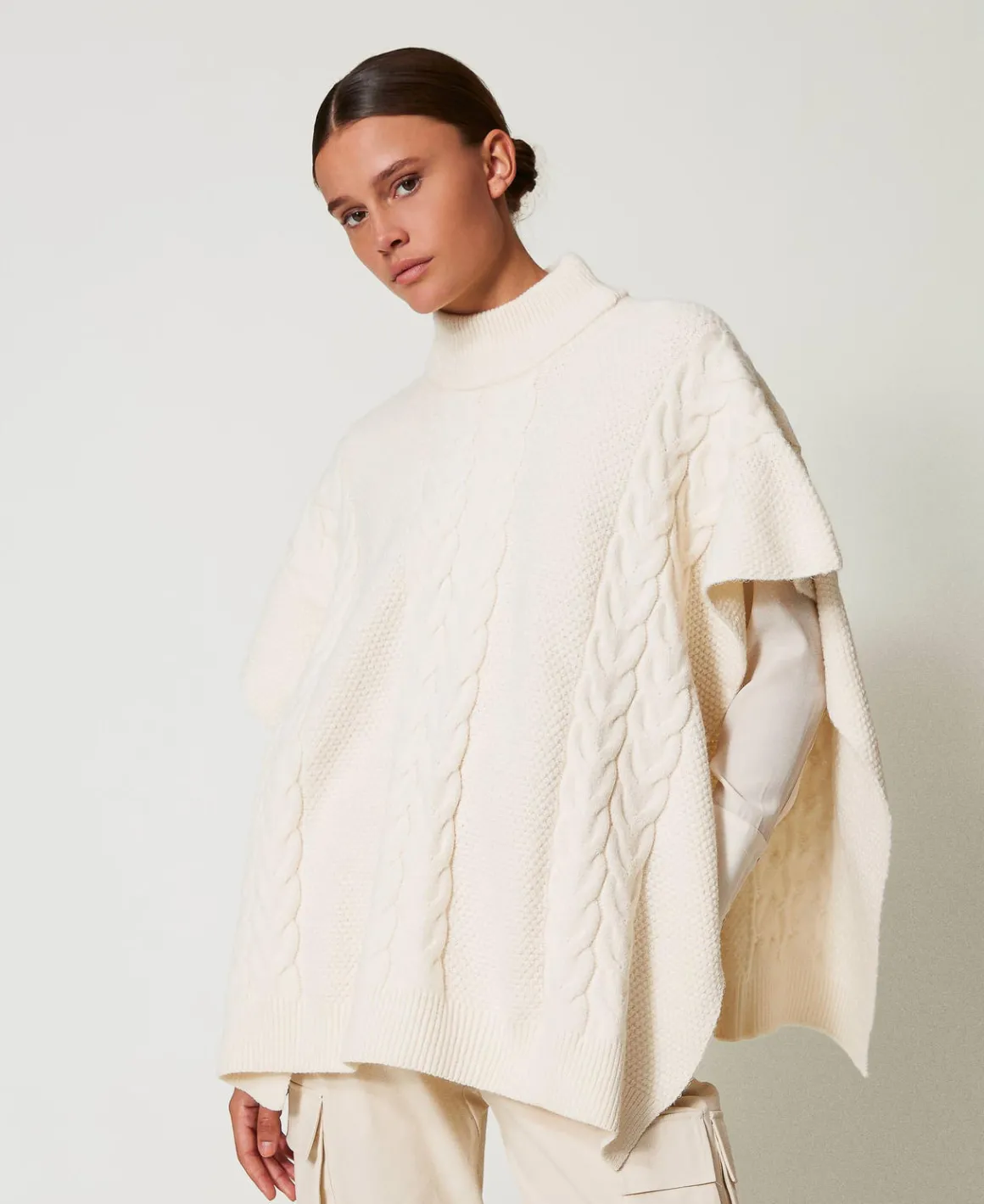 TWINSET Milano Poncho In Maglia Con Trecce | Poncho