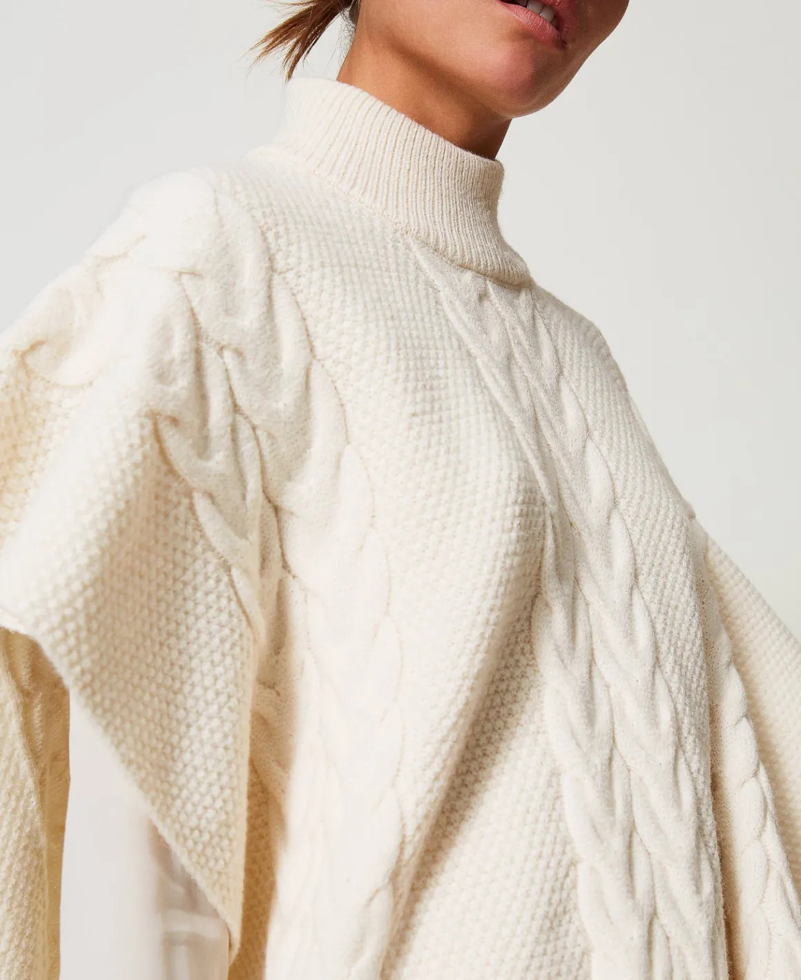 TWINSET Milano Poncho In Maglia Con Trecce | Poncho