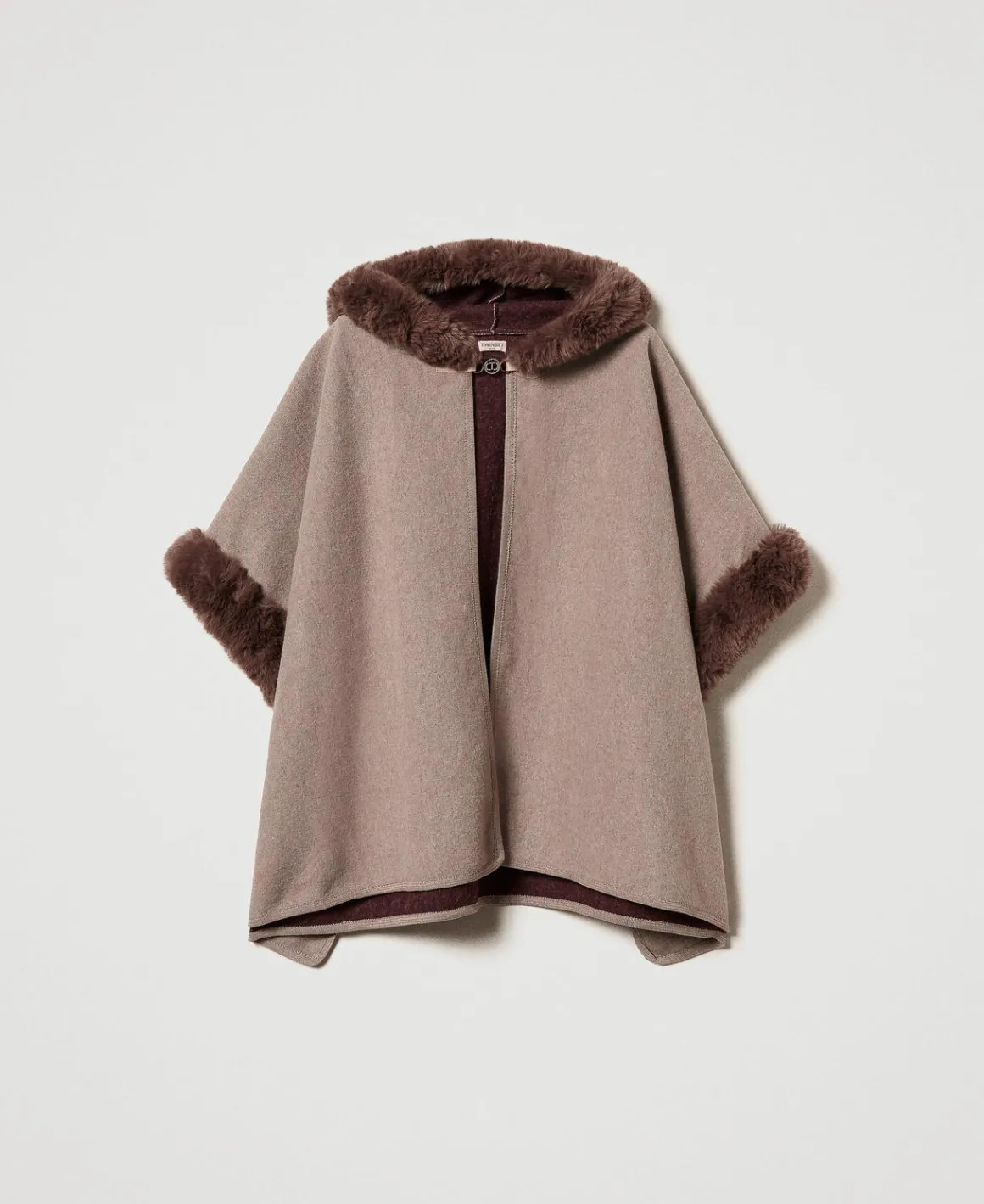TWINSET Milano Poncho In Panno E Faux Fur | Poncho