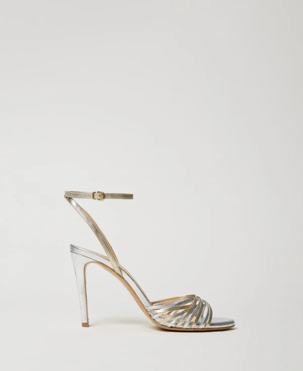TWINSET Milano Sandali Cage In Pelle Laminata | Scarpe Con Tacco | Decolleté E Sandali