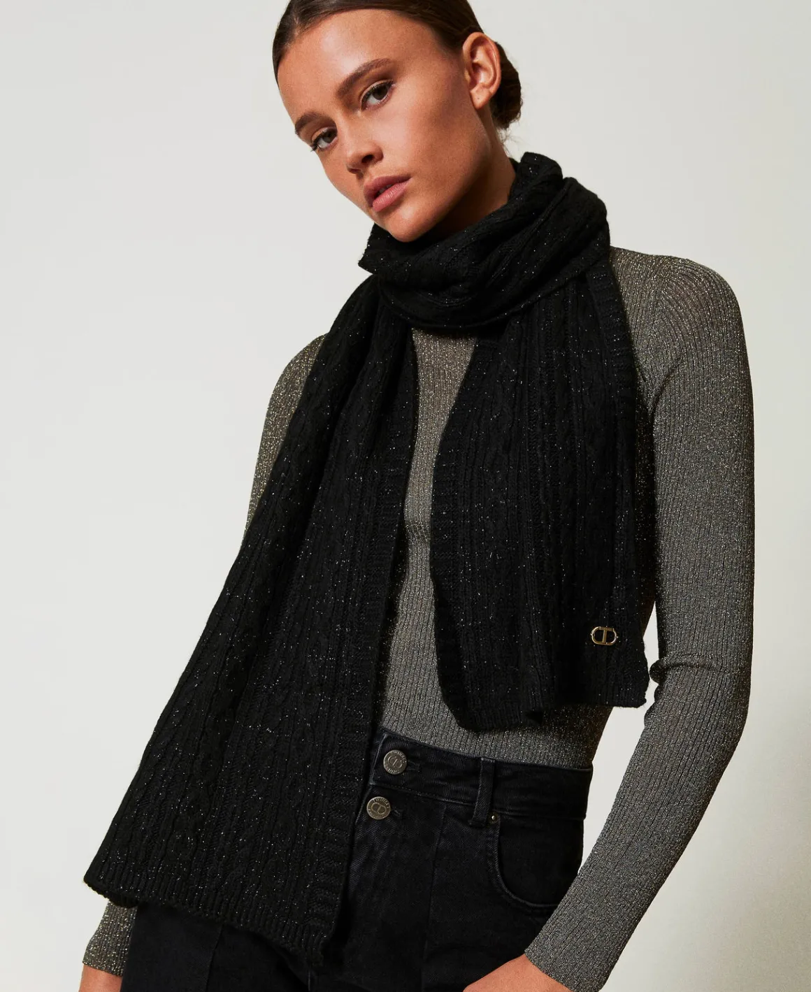 TWINSET Milano Sciarpa In Maglia Con Lurex A Trecce | Sciarpe