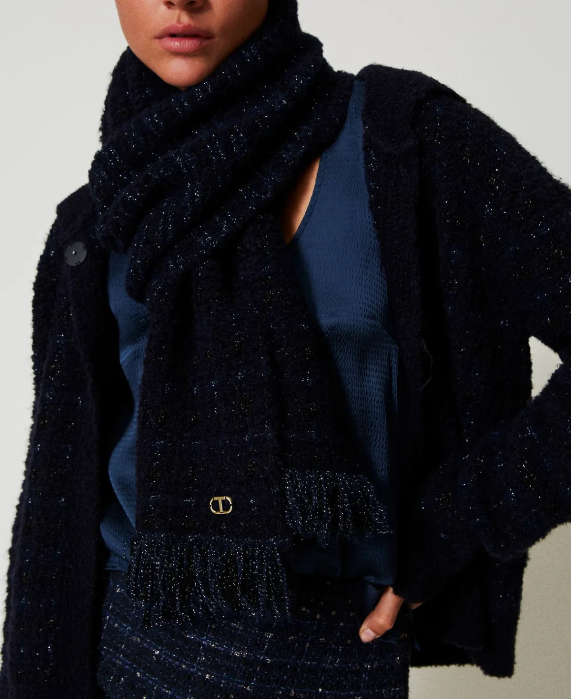 TWINSET Milano Sciarpa In Maglia Con Lurex E Frange | Sciarpe