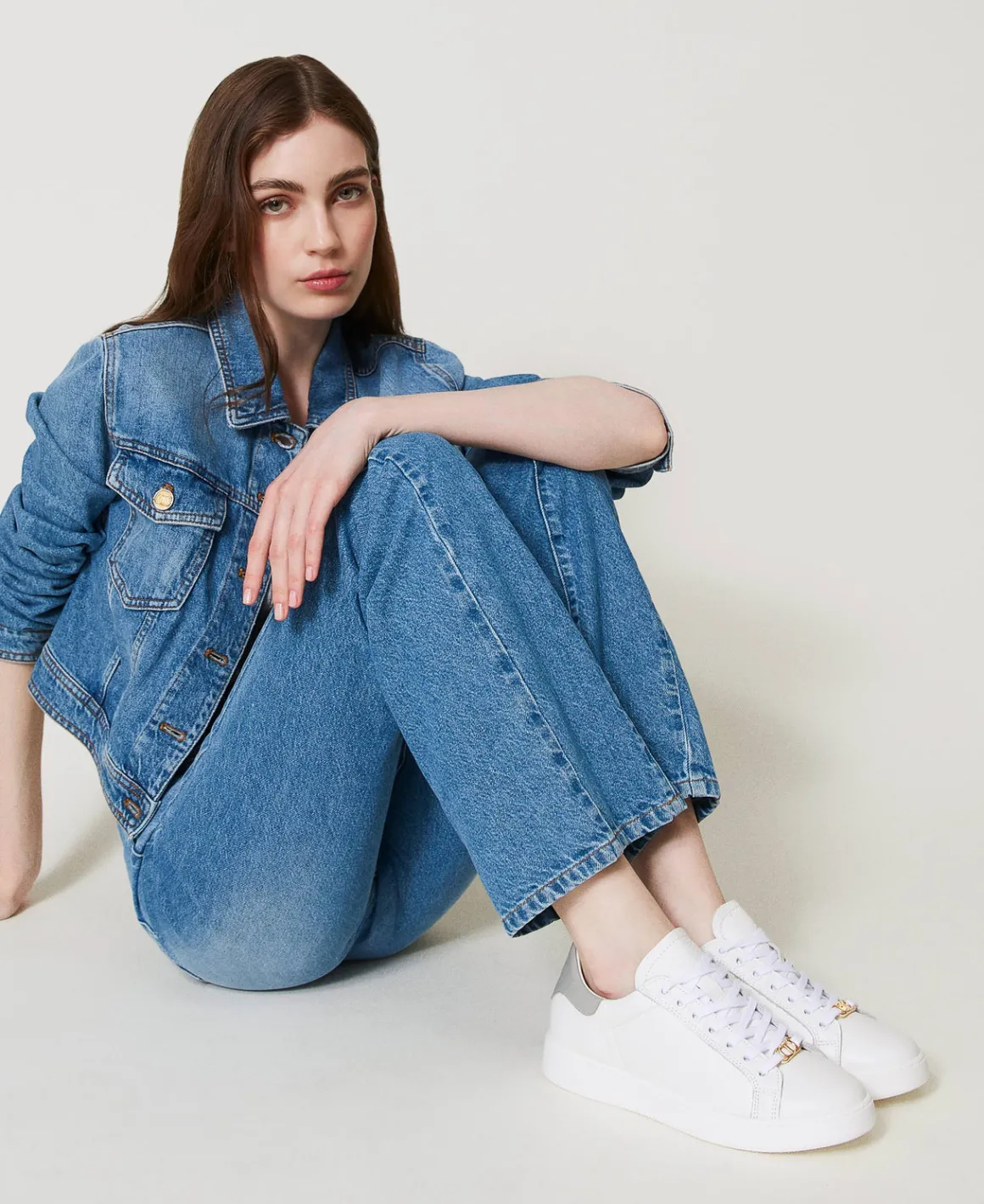 TWINSET Milano Sneakers In Pelle Con Oval T | Scarpe Basse | Sneakers
