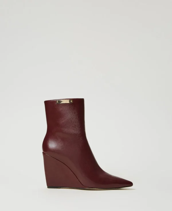 TWINSET Milano Stivaletti Con Zeppa E Targhetta Logo | Stivali E Stivaletti | Scarpe Con Tacco