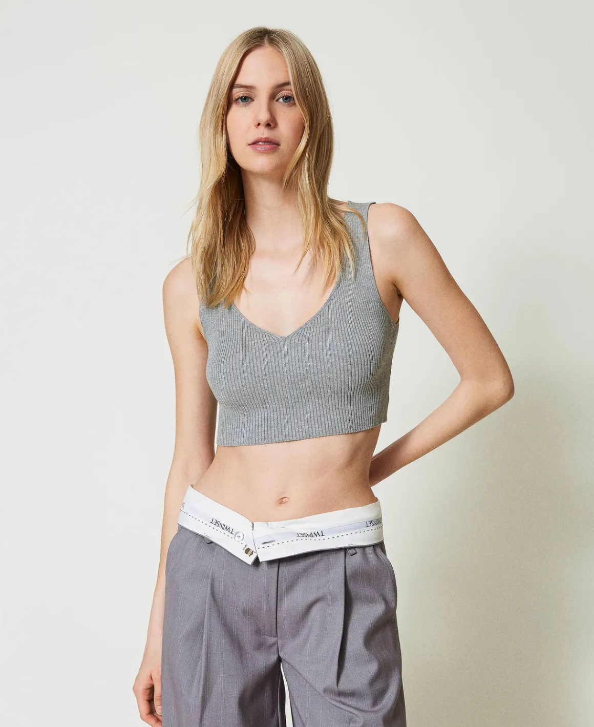 TWINSET Milano Top Cropped In Maglia A Costine | T-Shirt E Top