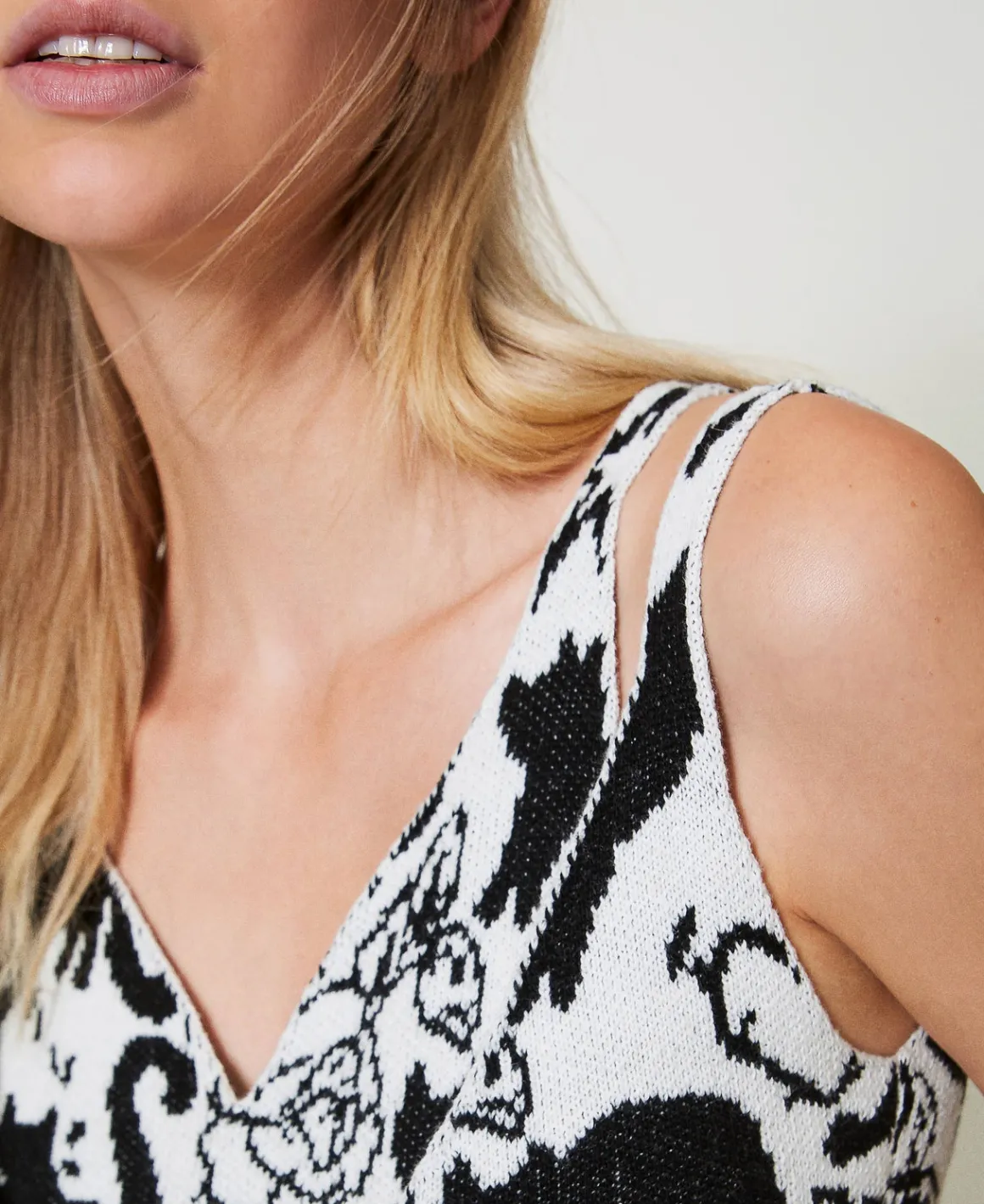 TWINSET Milano Top Cropped Jacquard In Filato Treeblend | T-Shirt E Top
