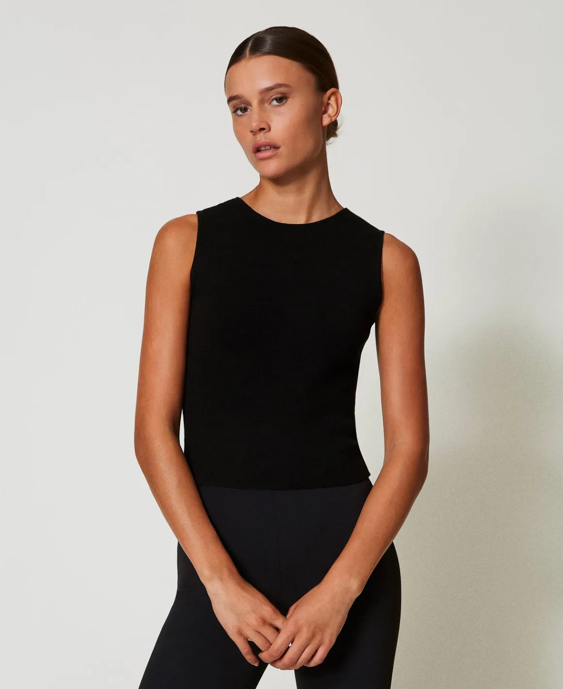 TWINSET Milano Top Doppio Uso In Maglia Con Oval T | T-Shirt E Top