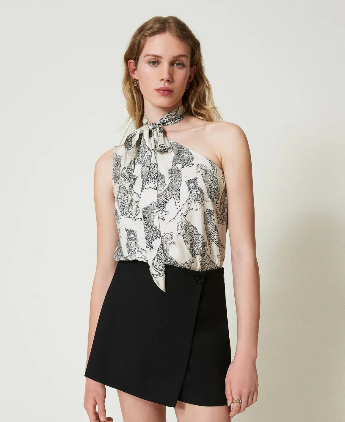 TWINSET Milano Top Monospalla Jacquard Con Stampa Giaguaro | T-Shirt E Top