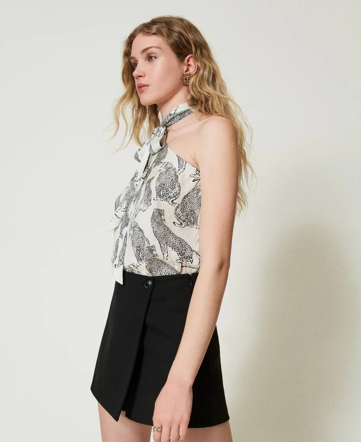 TWINSET Milano Top Monospalla Jacquard Con Stampa Giaguaro | T-Shirt E Top