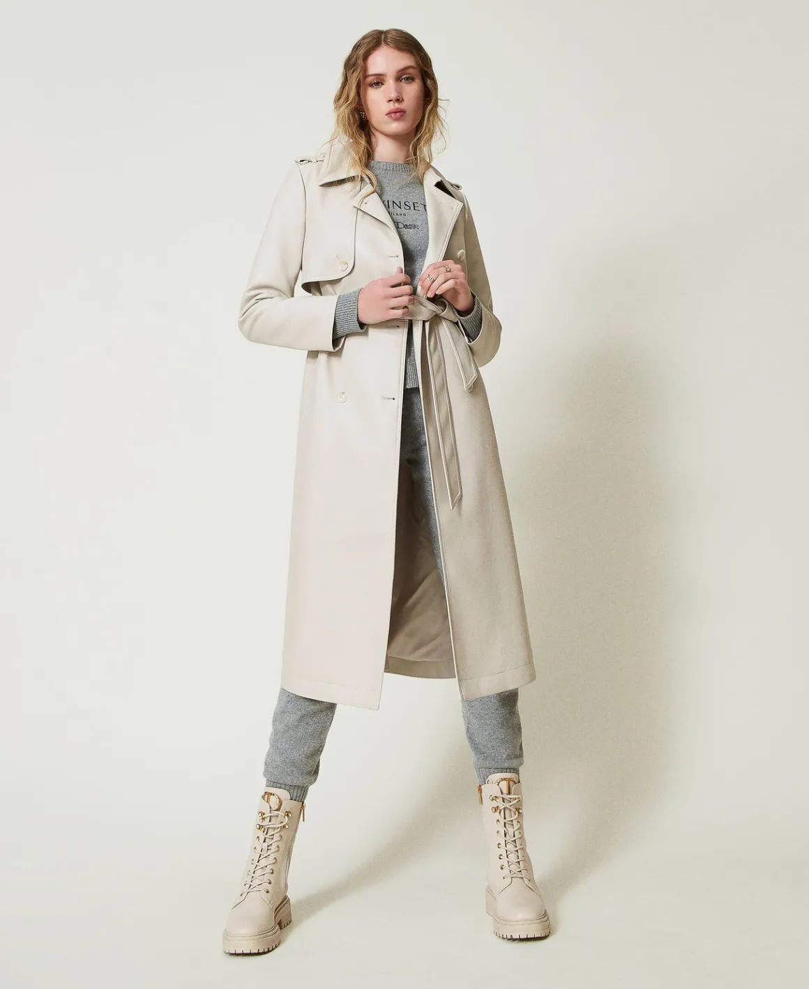 TWINSET Milano Trench Lungo Spalmato Con Cintura | Cappotti E Trench