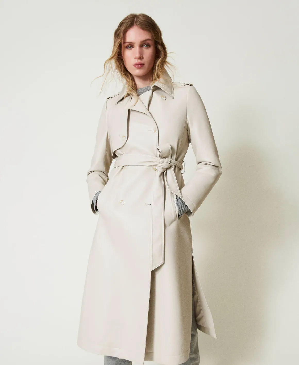 TWINSET Milano Trench Lungo Spalmato Con Cintura | Cappotti E Trench