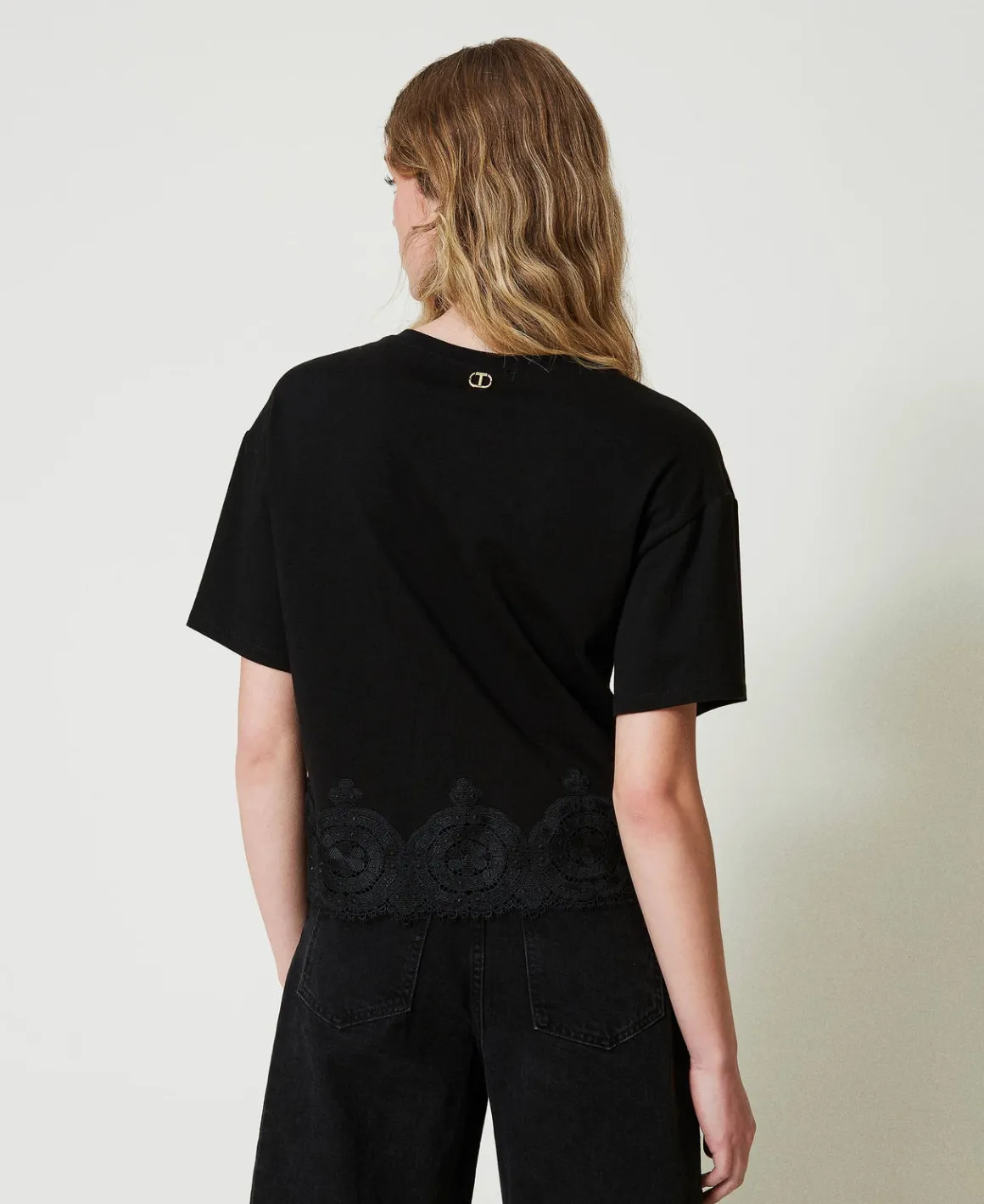 TWINSET Milano T-shirt Cropped Con Pizzo Macramè | T-Shirt E Top