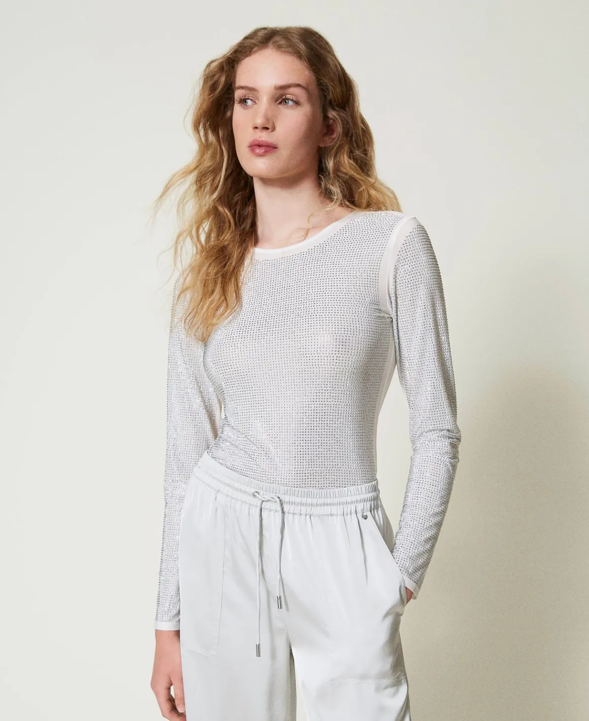 TWINSET Milano T-shirt Stretch Con Strass All Over | T-Shirt E Top