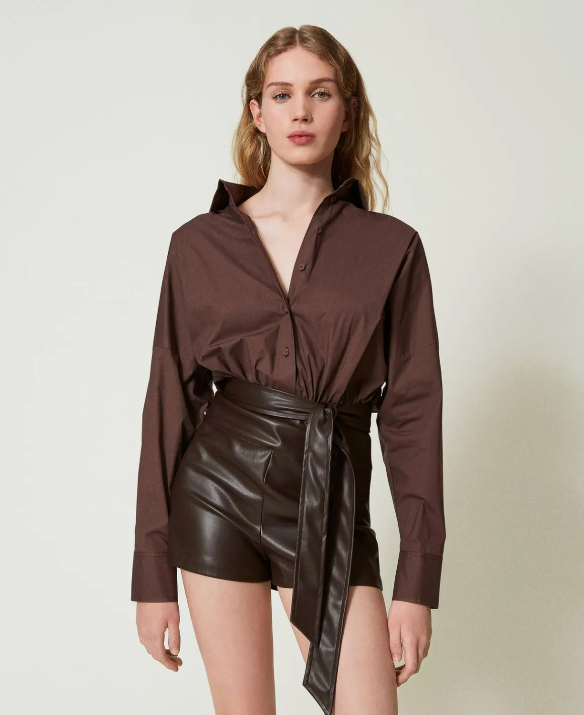 TWINSET Milano Tuta Corta In Popeline E Tessuto Spalmato | Tute | Vestiti Corti