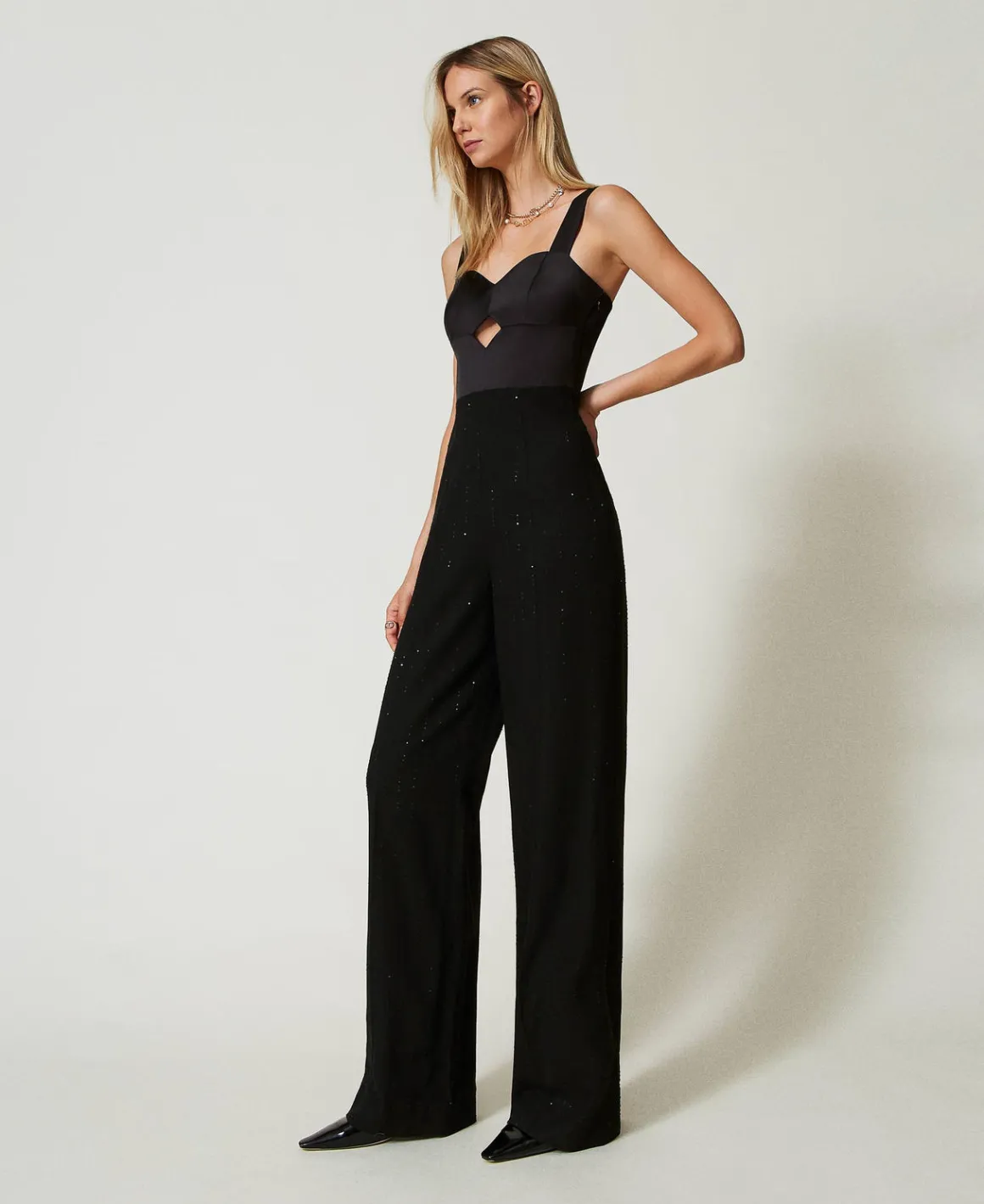 TWINSET Milano Tuta In Raso E In Panno Con Paillettes | Tute | Vestiti Da Cerimonia