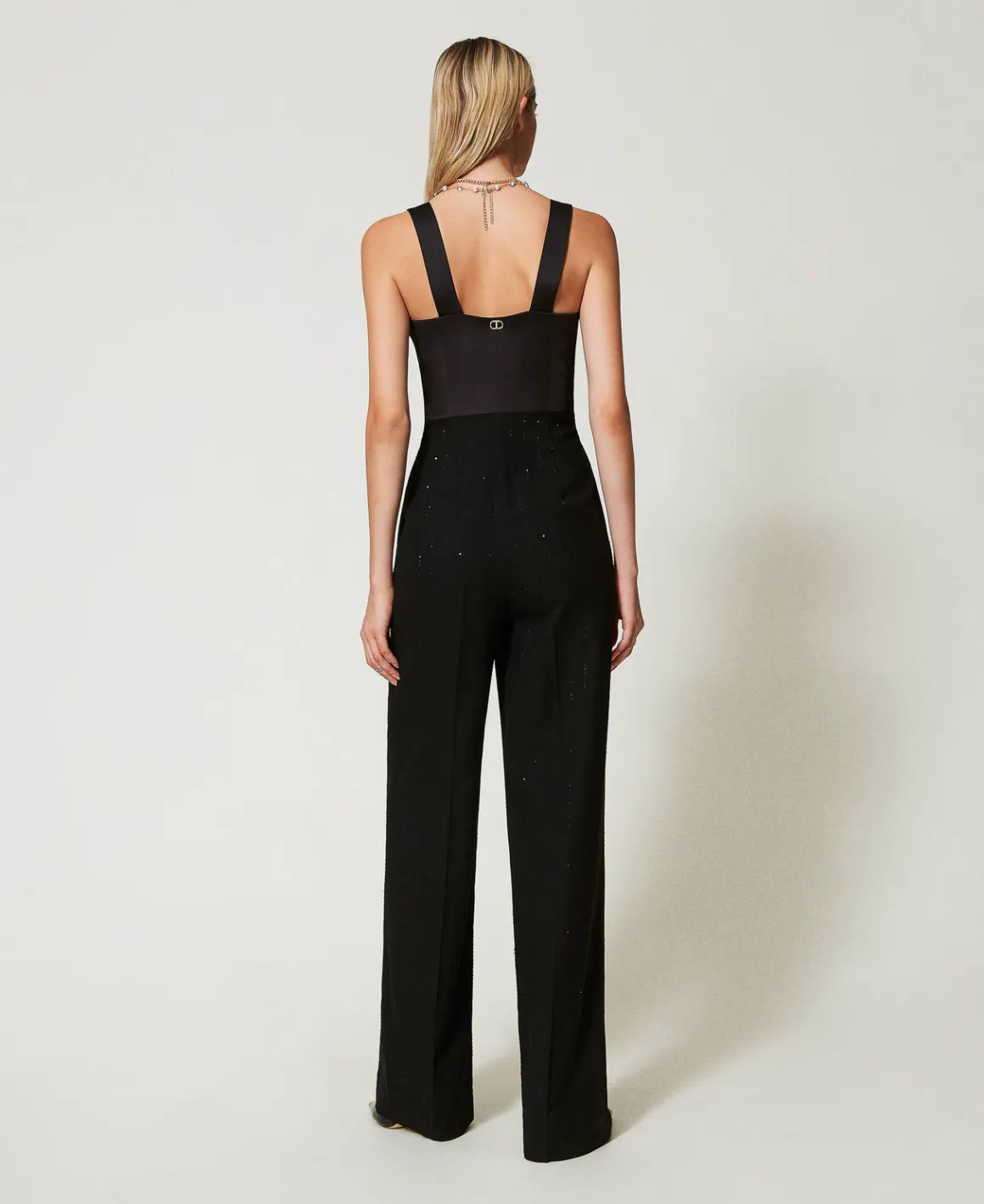 TWINSET Milano Tuta In Raso E In Panno Con Paillettes | Tute | Vestiti Da Cerimonia