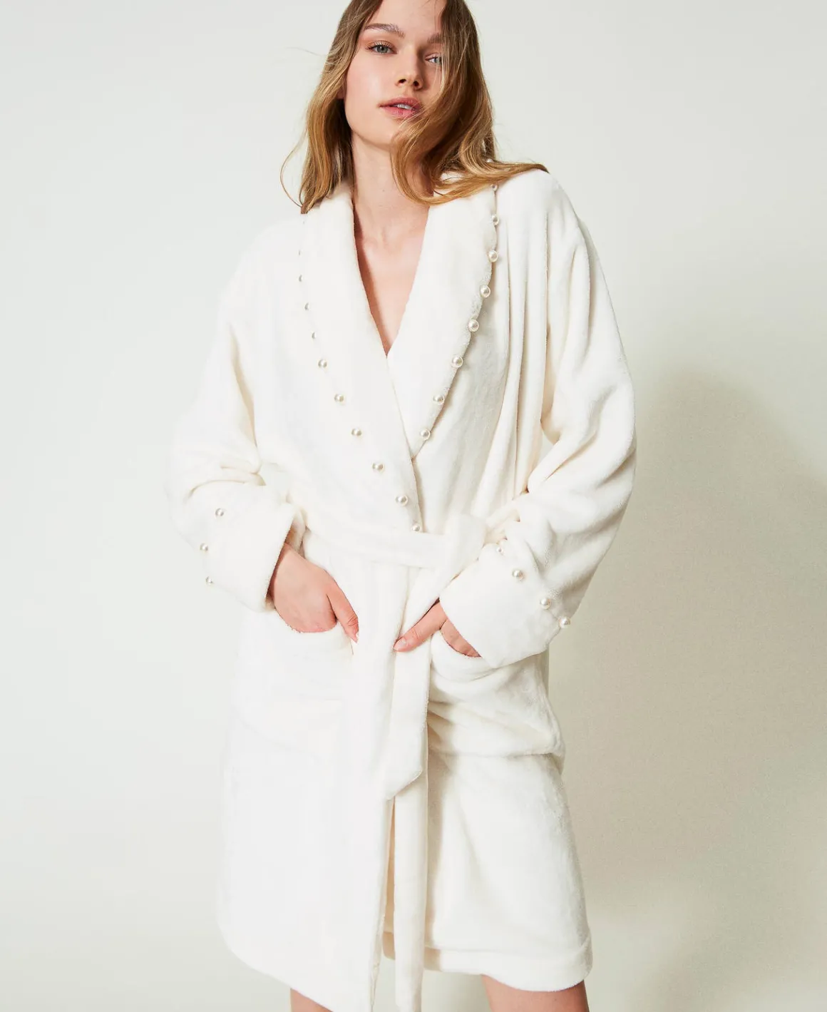 TWINSET Milano Vestaglia In Faux Fur Con Perle | Intimo E Nightwear